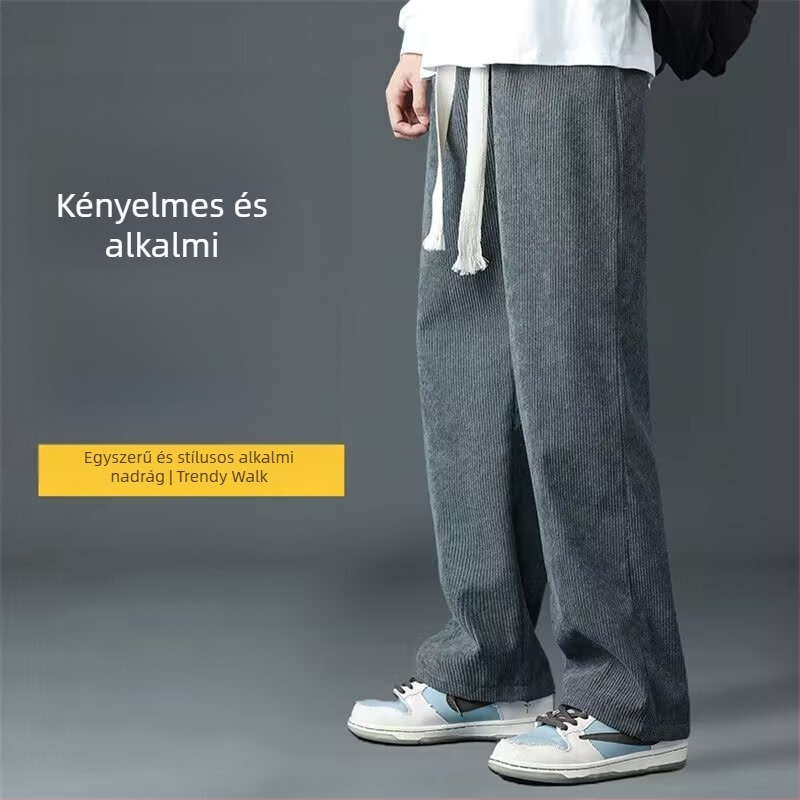 Férfi corduroy nadrág, széles szabású, sportos-casual, tavasz–ősz
