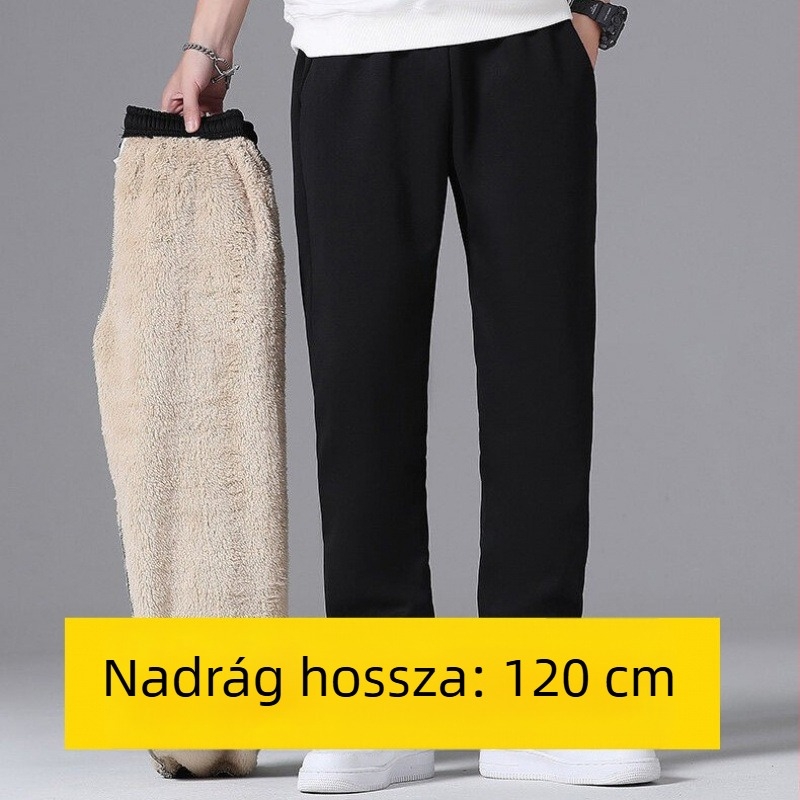 Férfi sportnadrág fleece-béléssel, vastagított, laza szabású, bokánál záródó mandzsettával