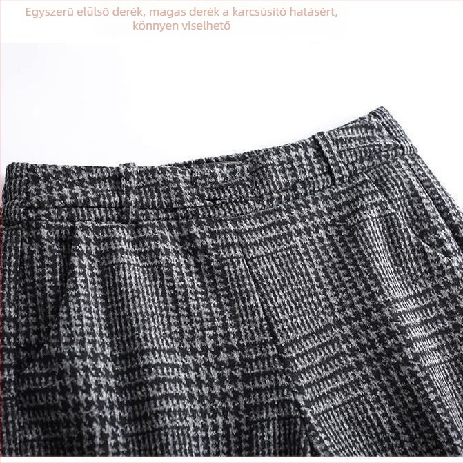 Női széleslábú nadrág, magas derékkal, 9/10 hossz, gyapjú anyag, casual téli 2025