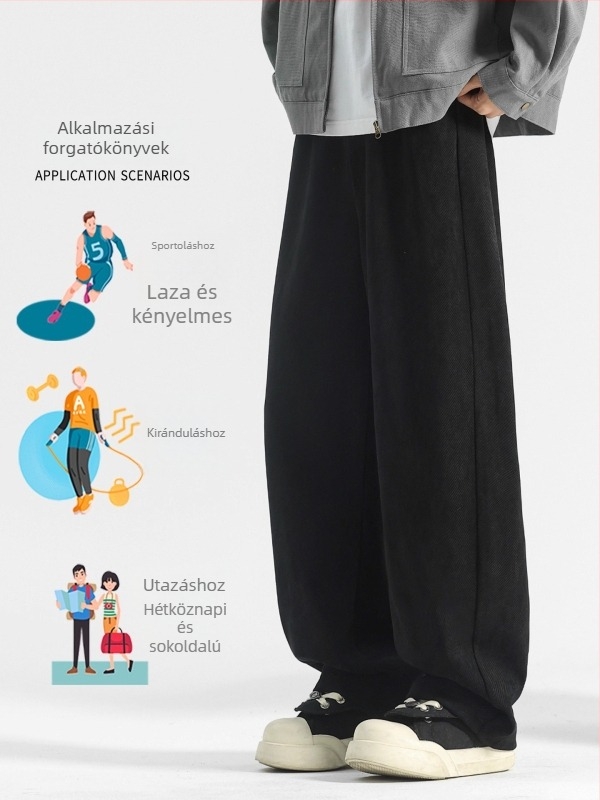 Férfi kordbársony nadrág tavaszra és őszre, nehéz anyag, laza szabás, széles lábszárú, egyenes szárú, casual