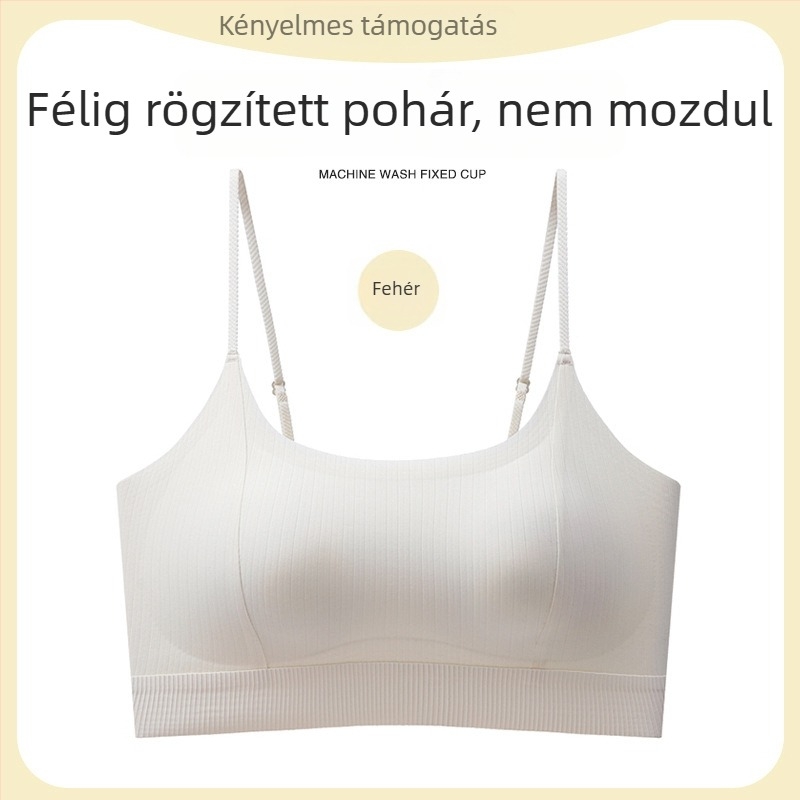 Vékony vállú melltartó formázott kosarakkal, nylon anyag, 1/2 kosár, rögzített dupla vállpántok, push-up