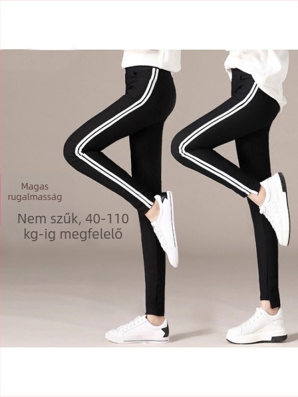 Női mindennapi nadrág őszi–téli szezonra, fleece béléssel és vastag anyaggal, plusz méret, sportos/jóga nadrág, szoros ceruza fazon és elasztikusság