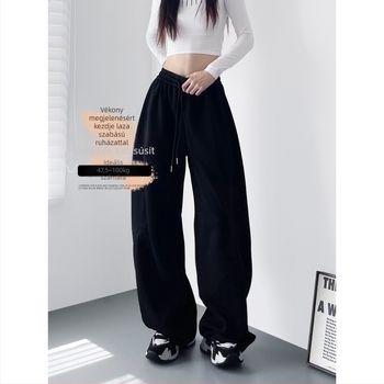 Női széles nadrág, magas derék, 5/4 hosszúságú, pamut-poliészter keverék elastánnal, mikroelasztikus, őszi hétköznapi viselet