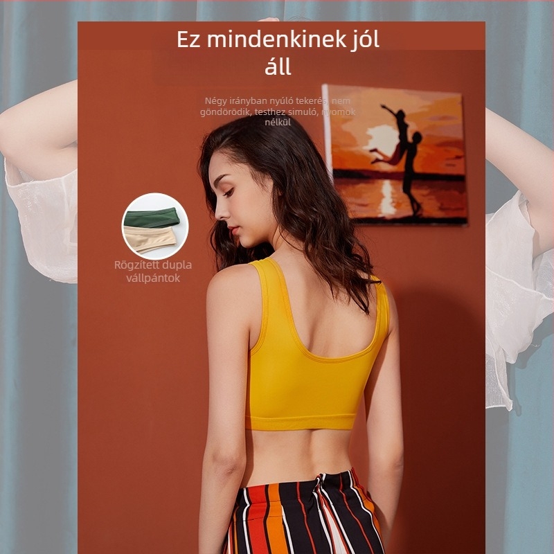 Új Ice Silk drót nélküli sportmelltartó, egyrészes kialakítás, anti‑átlátszóság, gyönyörű hátsó rész, push-up hatás, vállpánt nélküli top