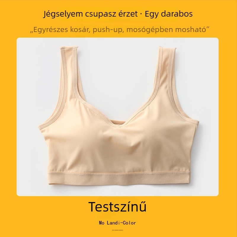 Új Ice Silk drót nélküli sportmelltartó, egyrészes kialakítás, anti‑átlátszóság, gyönyörű hátsó rész, push-up hatás, vállpánt nélküli top
