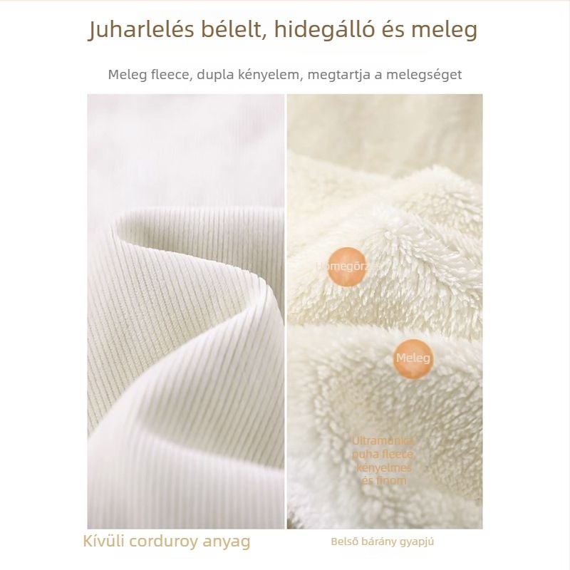 Női kordbársony nadrág fleece-szel bélelt, vastag téli viselet, laza derekú, széles szárú