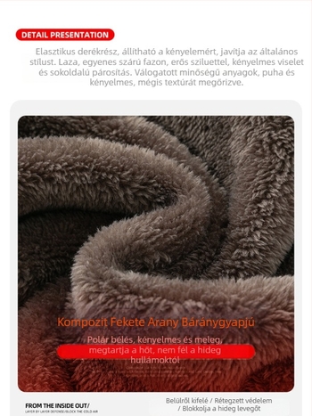 Corduroy nadrág fleece-béléssel, meleg, vastag, széles szárú, bokánál mandzsetta, uniszex
