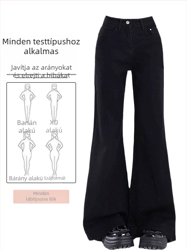 Női denim farmernadrág fleece-béléssel – micro flare, magas derék, hosszú fazon