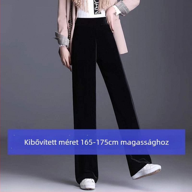 Női széles lábú nadrág, magas derék, karcsúsító hatás, ultra vékony anyag, poliészter
