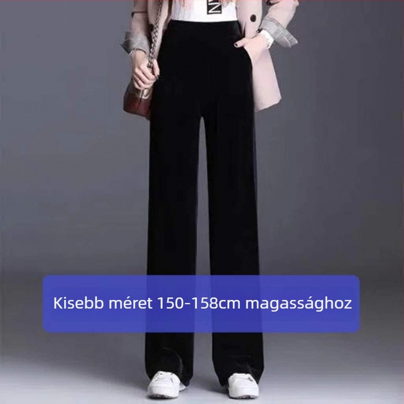 Női széles lábú nadrág, magas derék, karcsúsító hatás, ultra vékony anyag, poliészter