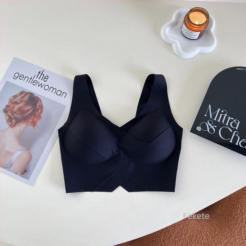 Közepes hosszúságú, vezeték nélküli Push-Up melltartó fix kosarakkal, áttört hátú, varrat nélküli, kényelmes, luxus tube-top stílus