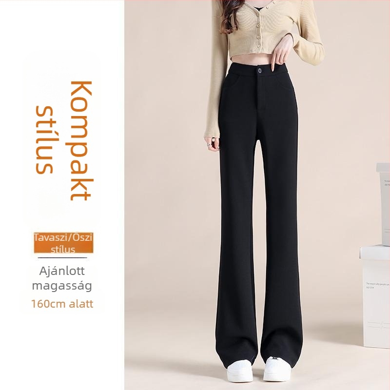 Női velúr nadrág harang alakú fazonnal ősz-télre, plusz méret, körte alakú testalkat, karcsúsító, casual elegáns stílus (Poliészter 70–80%, 2025 téli szezon)