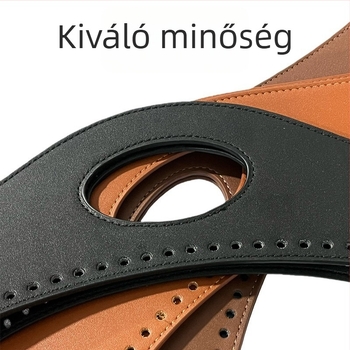 Kézzel készített táska kiegészítők: lyukakkal ellátott bőr nagy fogantyú, szőtt hold alakú táska, DIY PU fogantyú
