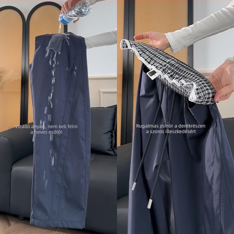 Unisex szél- és vízálló túranadrág, őszi–téli szezonra, laza szabás, széles lábszár, fleece bélés