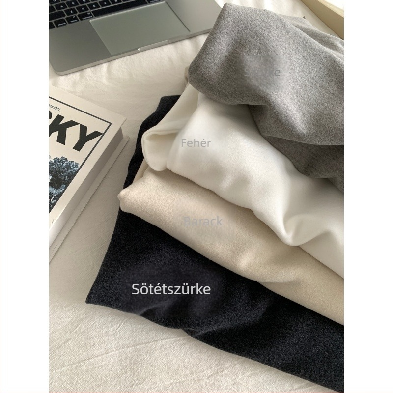 Női oversize hosszú ujjú fleeces póló, puha és meleg téli viselet, laza szabás
