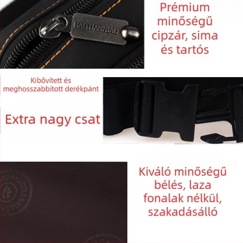 Gu Muzi Férfi Vászon Deréktáska — Kopásálló, Belső Poliészter-Pamut Bélés