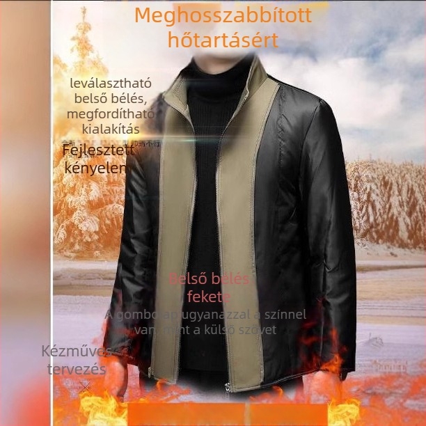 2024 téli új férfi párnázott szélkabát gallérral, dupla gombolással ZL319561