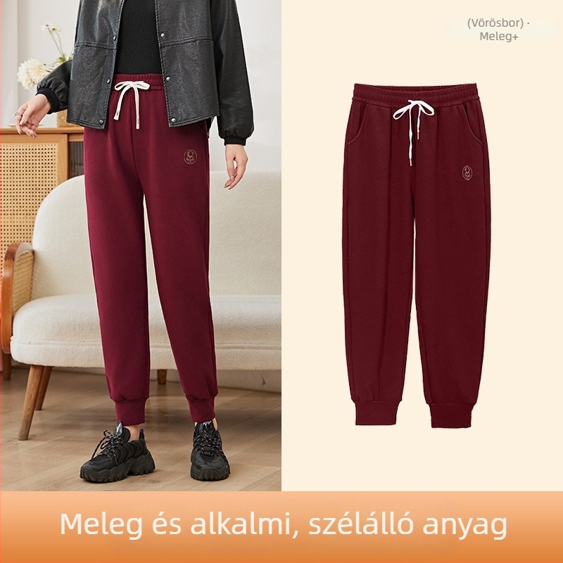 Női téli slim sportnadrág, magas derékkal, nano velúr, szélálló, casual viselet