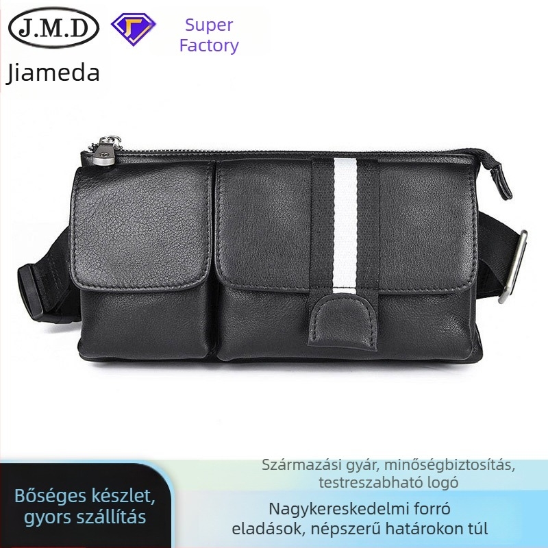Férfi övtáska valódi bőrből, városi minimalist stílus, felső réteg marhabőrből, kopásálló, modell 3018