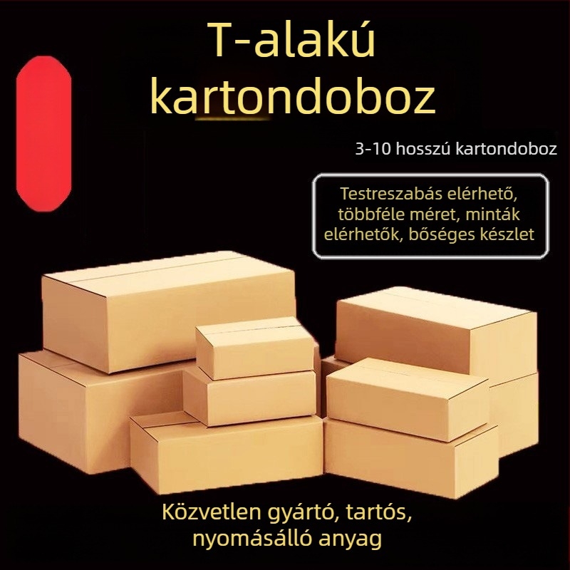 T alakú sík kartondoboz gyorsposta és e-kereskedelemhez, 250 gsm hullámkarton