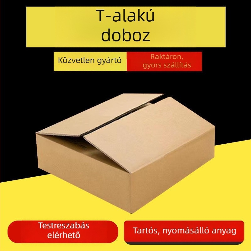 T alakú sík kartondoboz gyorsposta és e-kereskedelemhez, 250 gsm hullámkarton