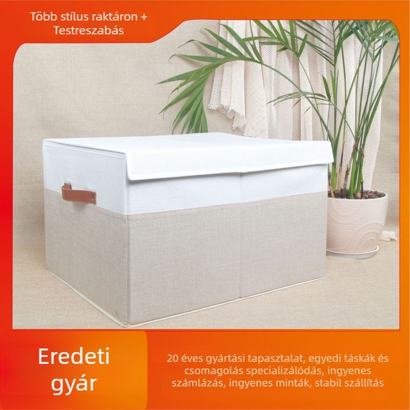 Összecsukható textil tároló doboz – hordozható, többfunkciós, nyitható fedél, 30–40 L kapacitás