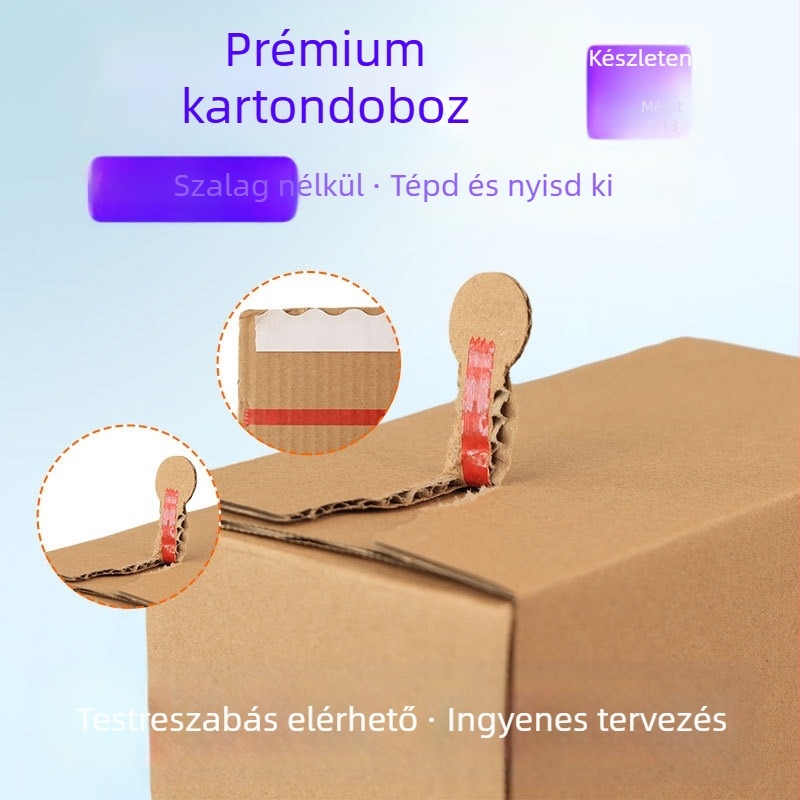 Személyre szabott cipzáras téphető futárkarton Kraft kartonból, hajtogatható kivitel, önzáró ragasztó, logónyomás, 5 mm vastagság, 250 gsm