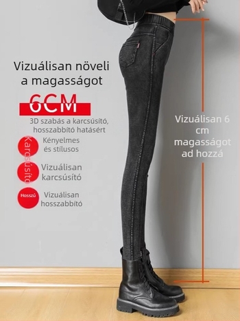 Plusz méretű női szűk nadrág, magas derékkal, elasztikus, hosszú, tavasz-ősz 2026