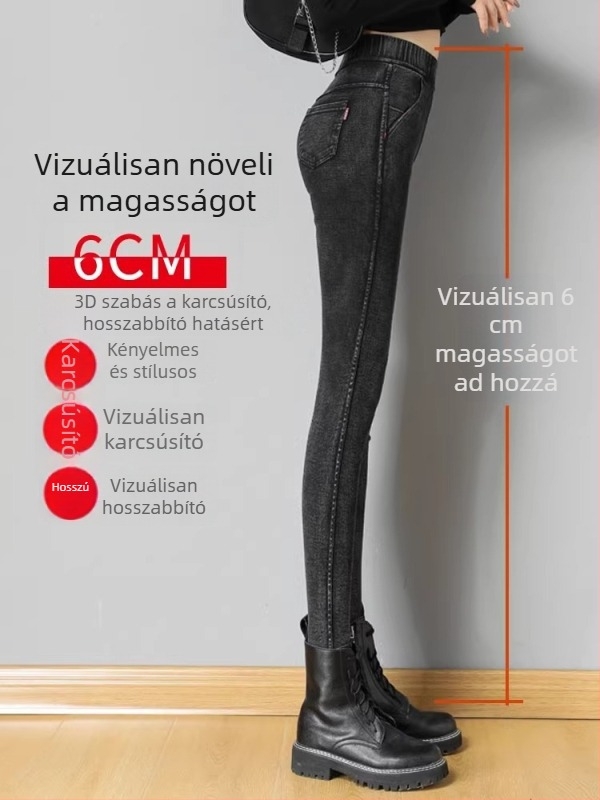 Plusz méretű női szűk nadrág, magas derékkal, elasztikus, hosszú, tavasz-ősz 2026