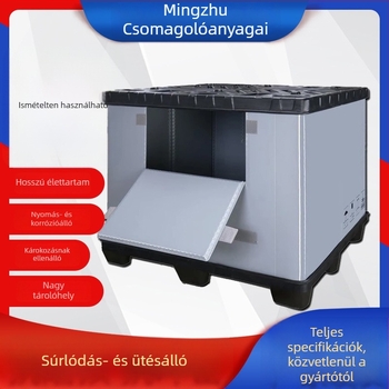 Összecsukható PP szállítási doboz záró kialakítással, die-cast gyártás, nagy szilárdságú, teherbírás 50