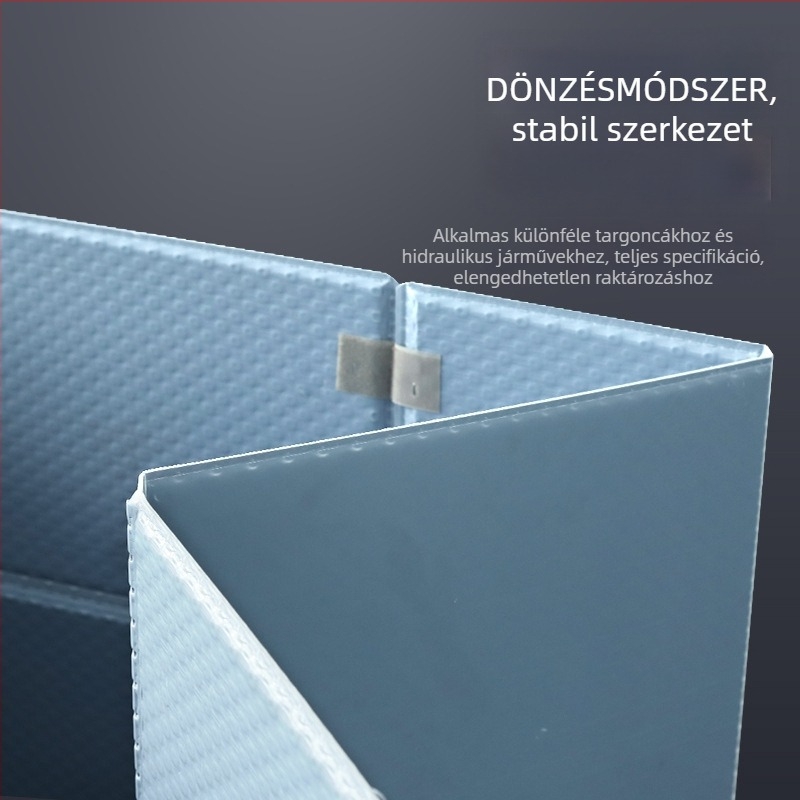 Összecsukható PP szállítási doboz záró kialakítással, die-cast gyártás, nagy szilárdságú, teherbírás 50