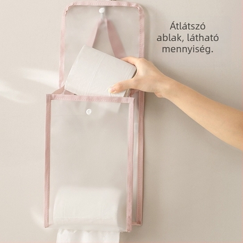 Függő papírzsepi tároló PVC-kocka formájú szervező, otthonra, kollégiumbe és fürdőszobába, vízálló