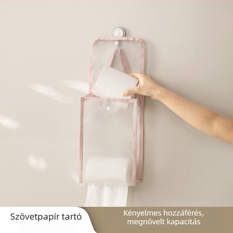 Függő papírzsepi tároló PVC-kocka formájú szervező, otthonra, kollégiumbe és fürdőszobába, vízálló