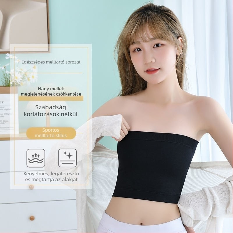 Női váll nélküli, seamless cső-top – nylon rib szövésű anyag, 95% nylon