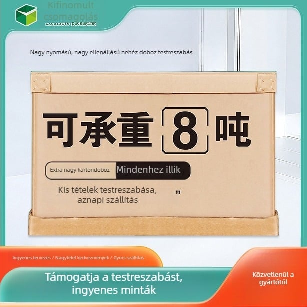 Nagy csomagoló doboz felső- és alsó fedéllel, extra-tárd hullámkarton, 15 mm vastagság, nyomás- és ütésálló