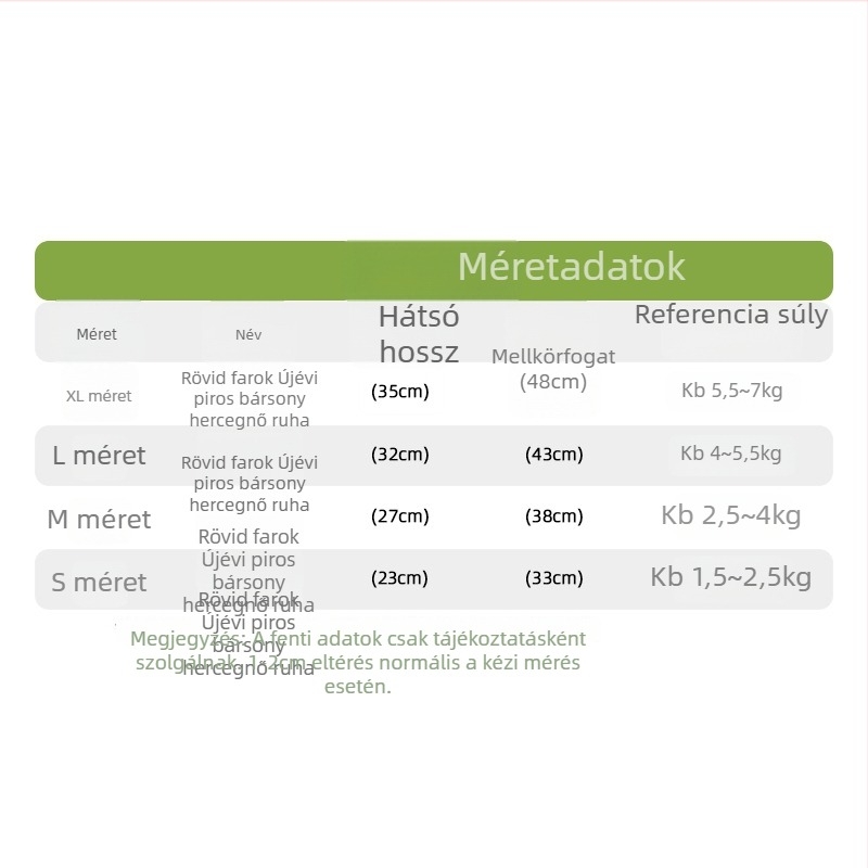 Házi kedvenc ruházat – hercegnő stílusú velúr ruha, kutyáknak és macskáknak, Short-tailed Bar, egész éves viselet