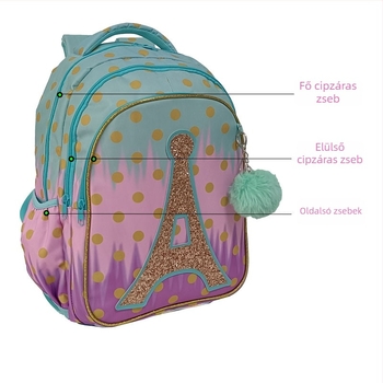 Sellő mintájú iskolai hátizsák gyerekeknek – gerincvédő, nagy kapacitású, háromrészes készlet, levegő párnás vállpántok, Oxford anyag