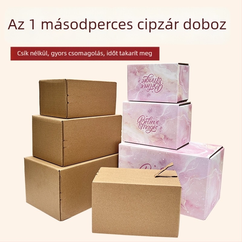 Összecsukható hullámkarton doboz, ragasztó nélküli zárás, nyomtatás nélküli, 1 mm-es tolerancia