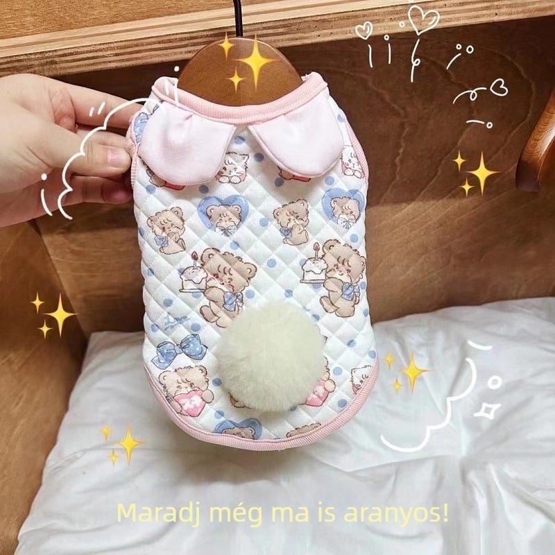 Pamutból készült kutyavesta fleece-belsővel, hercegnő stílusban, kisállat ruházat