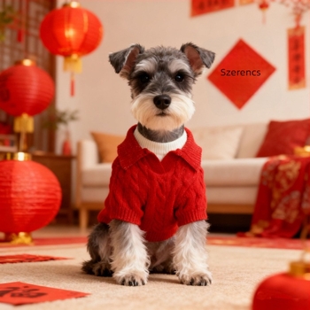 Poliészterből készült kisállat pulóver, rajzfilmszerű stílussal, ősz–télre, modell 003