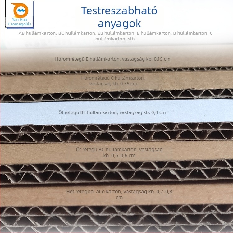 Hajtogatott kartondoboz gofrizált kartonból, 230 GSM, logónyomtatási lehetőség