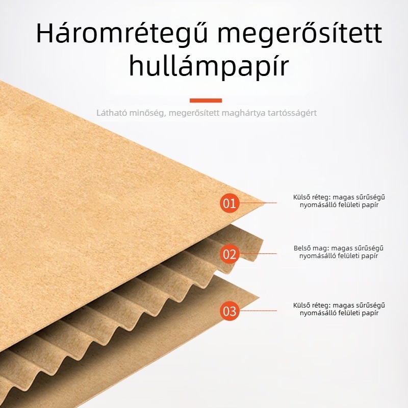 Személyre szabott e-kereskedelmi logisztikai doboz, extra-hard hullámpapír karton, kraftbarna, 3-5 réteg, modellek 1–12, 6 mm vastagság, 250 gsm
