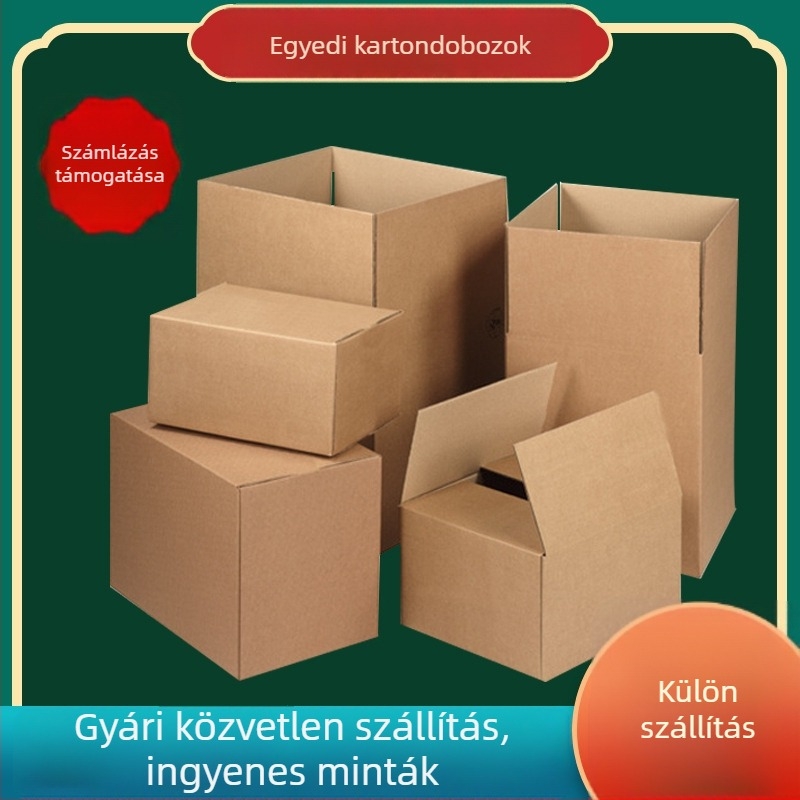 Személyre szabott e-kereskedelmi logisztikai doboz, extra-hard hullámpapír karton, kraftbarna, 3-5 réteg, modellek 1–12, 6 mm vastagság, 250 gsm