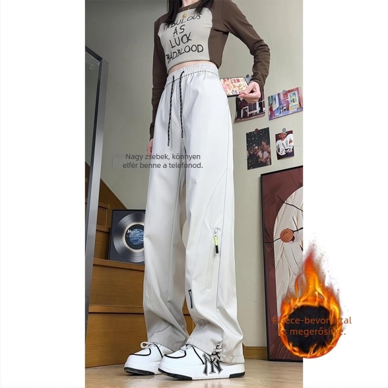 Férfiaknak készült vastag fleece-béléssel ellátott vízálló kültéri túranadrág (szélálló, téli)