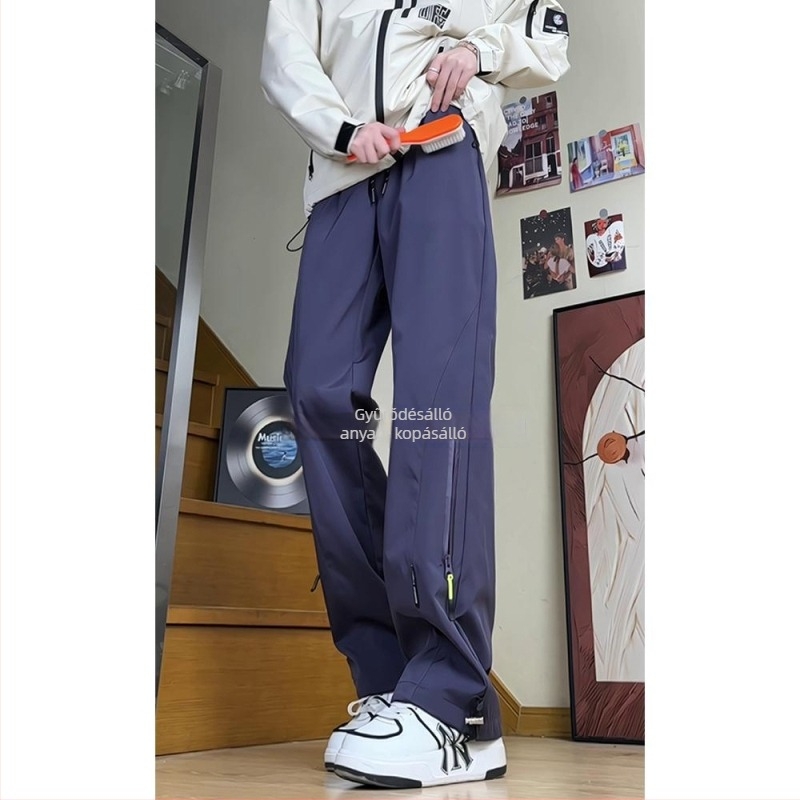 Férfiaknak készült vastag fleece-béléssel ellátott vízálló kültéri túranadrág (szélálló, téli)