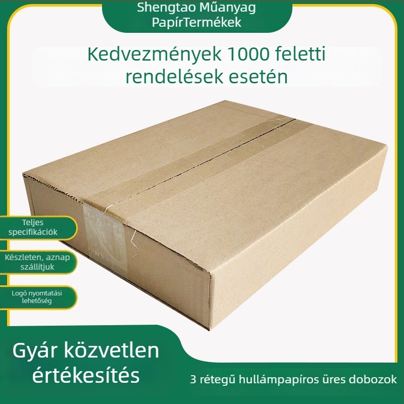 Háromrétegű hullámkarton üres doboz általános csomagoláshoz, 2,8 mm vastagság, standard modell