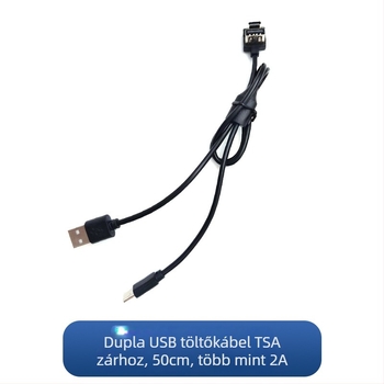 USB töltőkábel poggyászhoz kettős kimenettel, utazáshoz