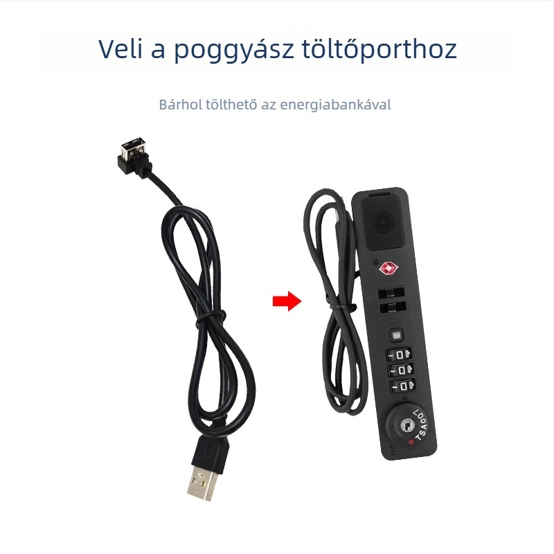 USB töltőkábel poggyászhoz kettős kimenettel, utazáshoz
