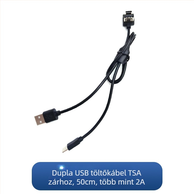 USB töltőkábel poggyászhoz kettős kimenettel, utazáshoz