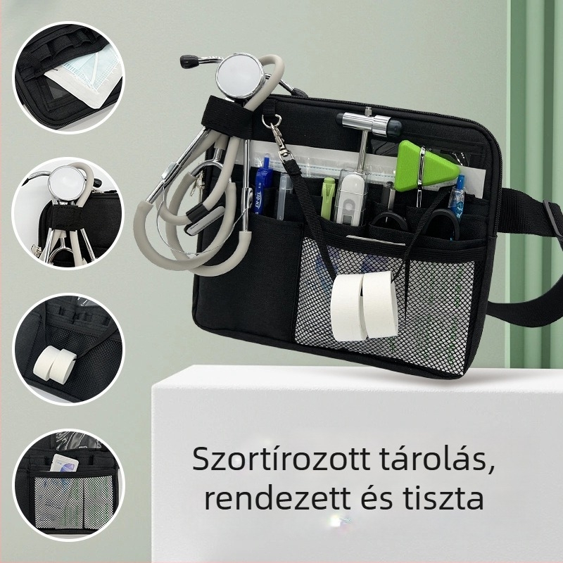 Uniszex derékpántos táska egészségügyi kellékekhez, 600D nylon, városi minimalist stílus, 210D bélés